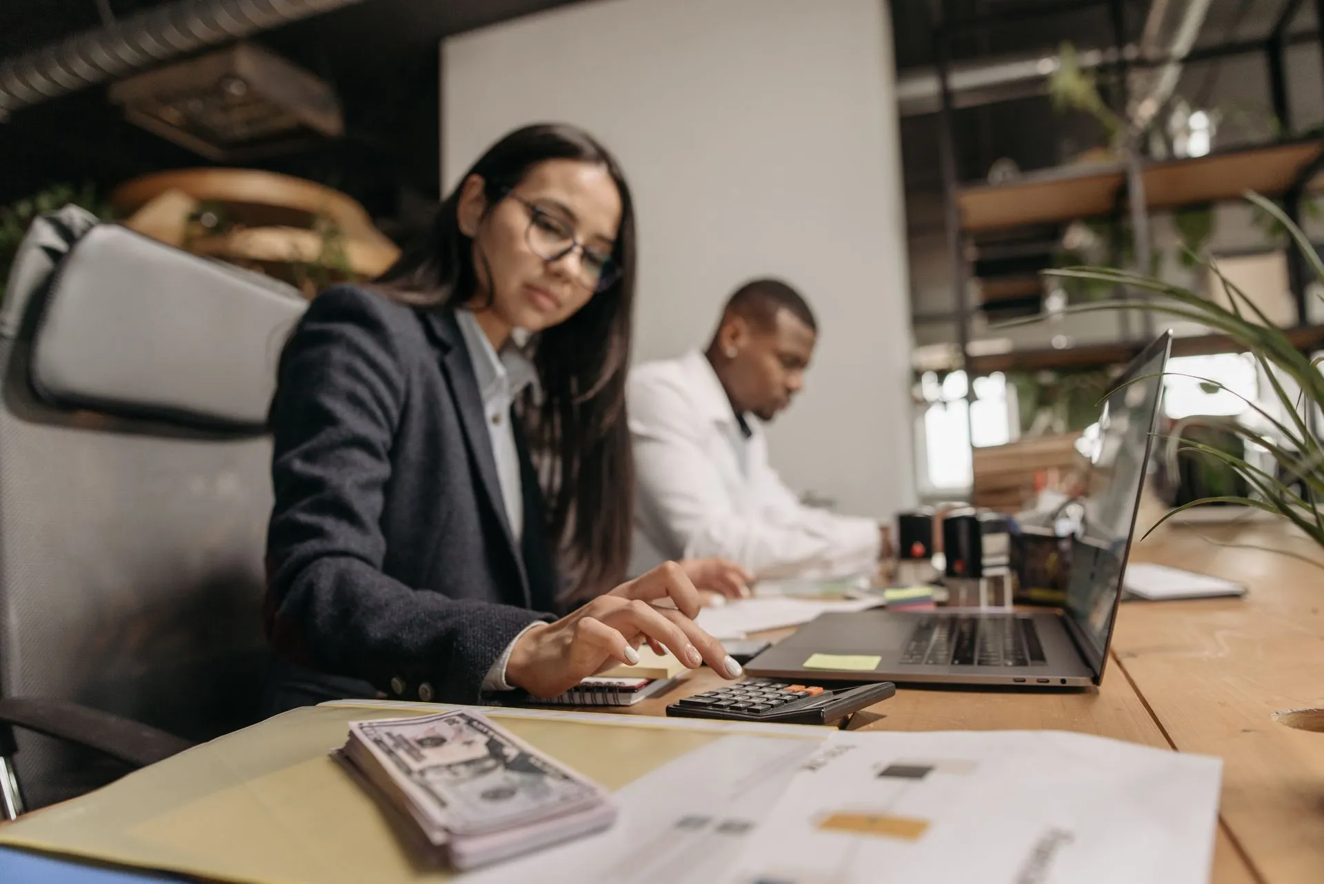 Accountants working with clients' figures